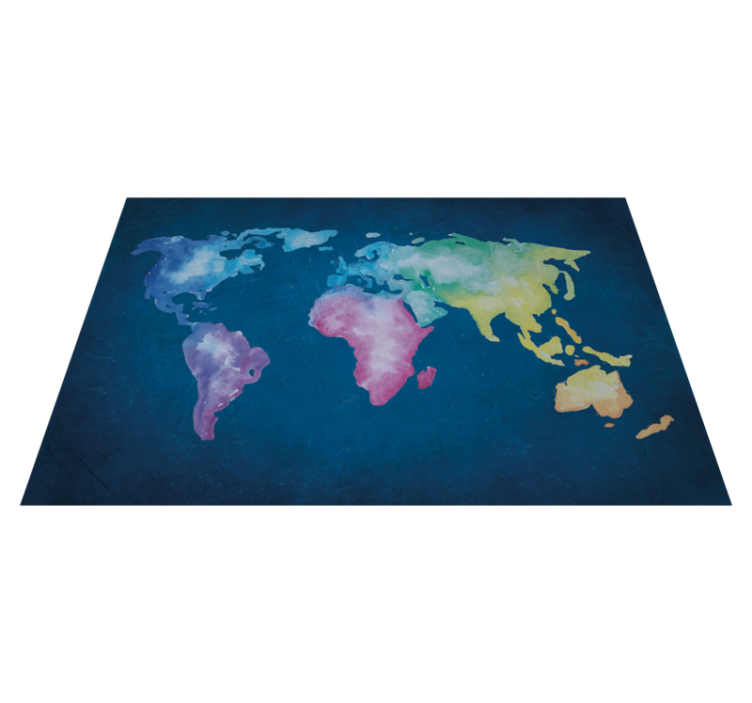 World map vinyl rug in watercolor design - TenStickers