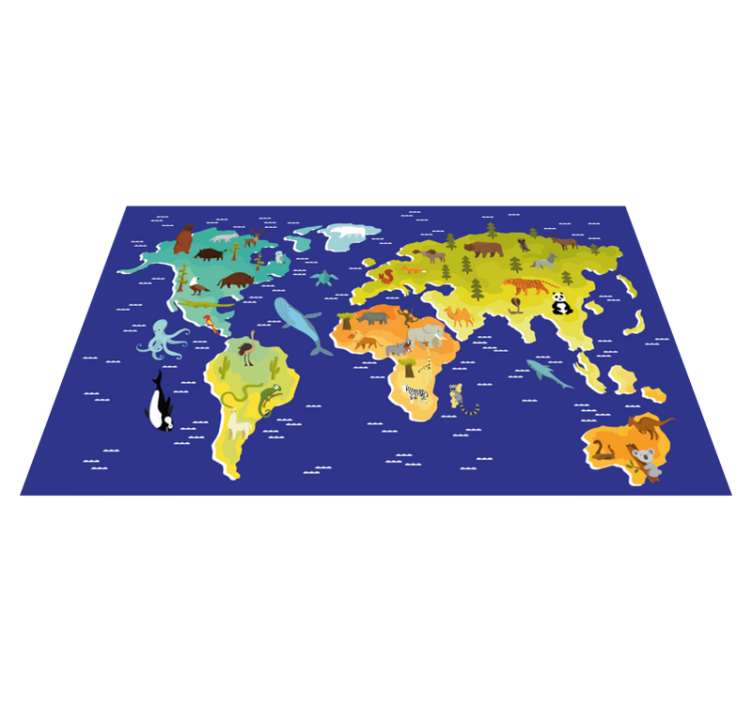 For kids with flora and fauna world map rug - TenStickers