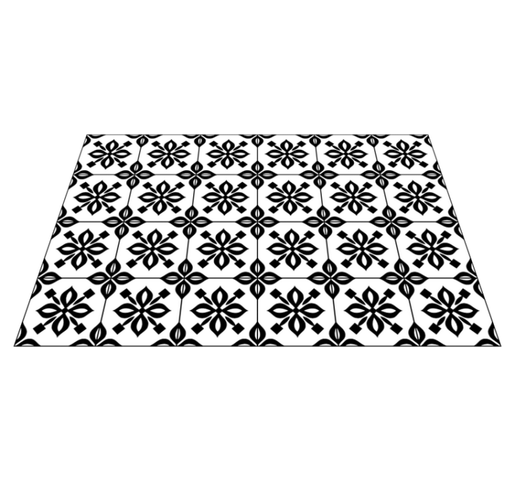 black and white mandala  tile carpet - TenStickers