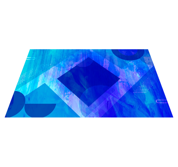 Blue Geometric Motifs minimal vinyl rug - TenStickers