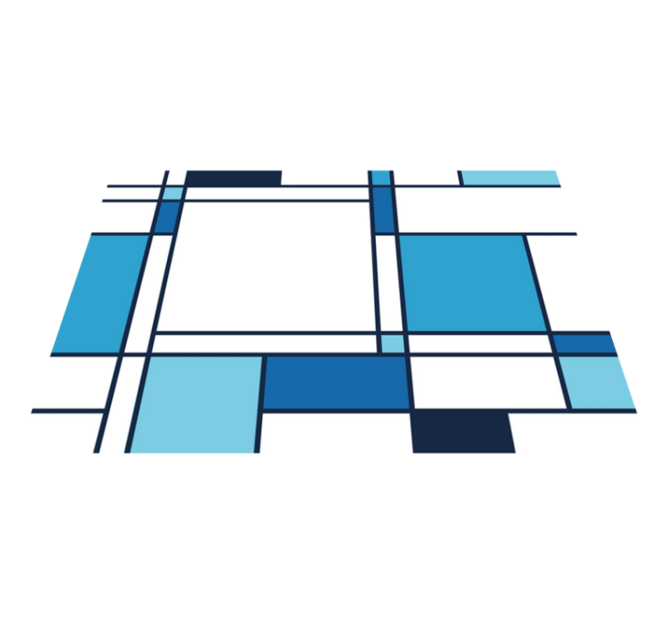 Blue geometric motif modern vinyl rug - TenStickers