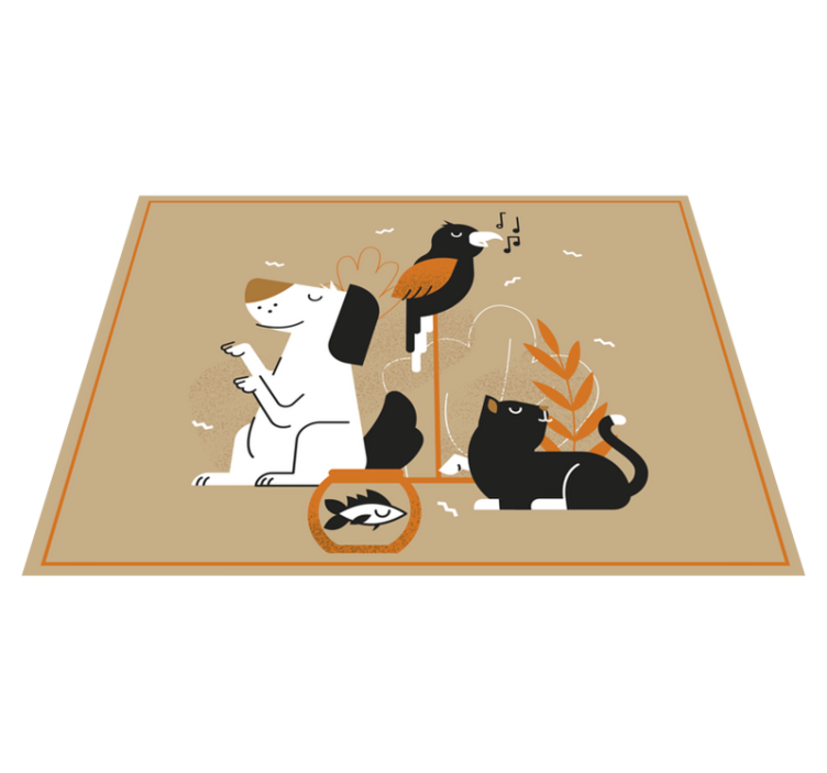 Beige pet illustration animal vinyl rug - TenStickers