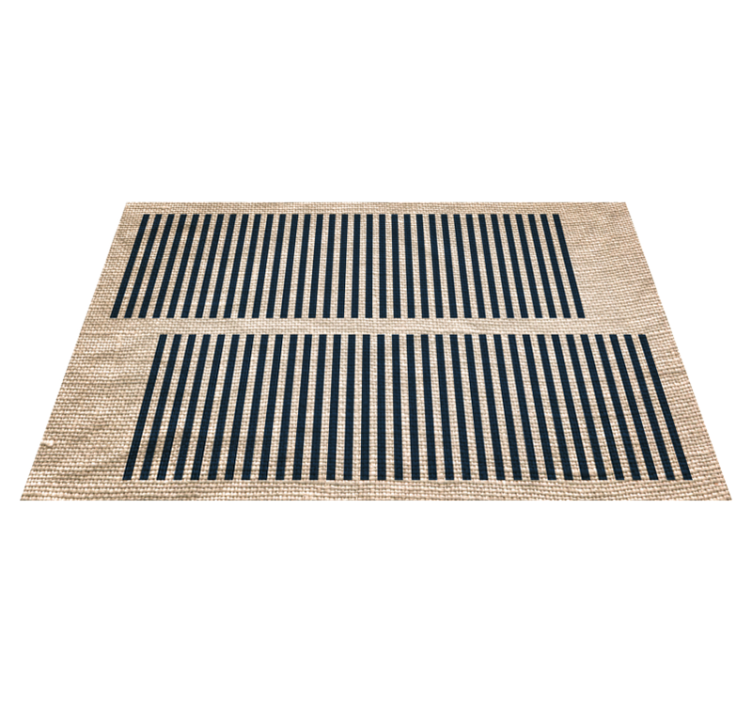 Offset striped navy nordic vinyl rug - TenStickers