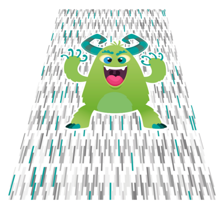 Green monster character kids vinyl rug - TenStickers