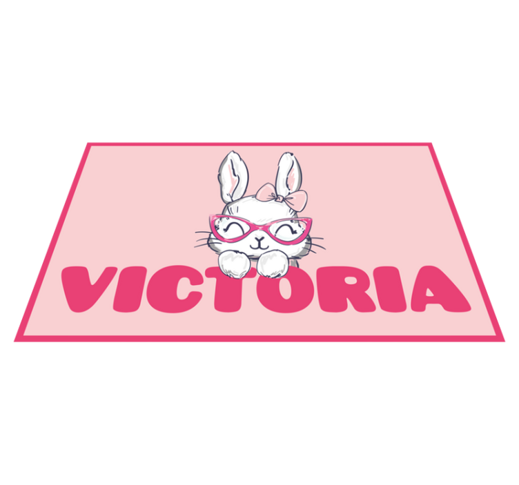 Bunny with glasses and name kids vinyl rug - TenStickers