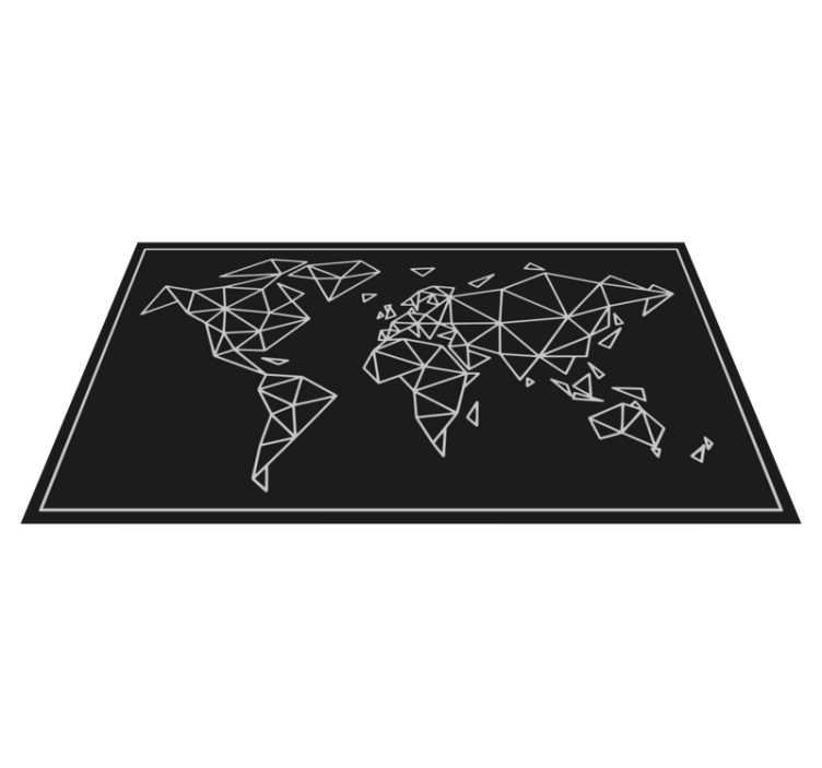Black and white origami world map rug - TenStickers