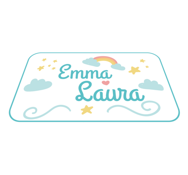Double name with rainbow kids vinyl rug - TenStickers