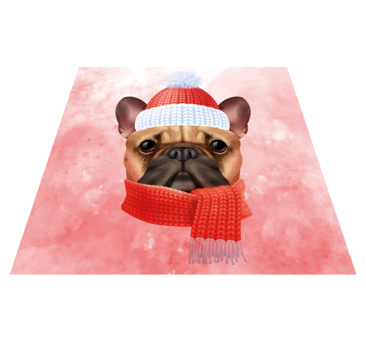 French bulldog winter animal vinyl rug - TenStickers