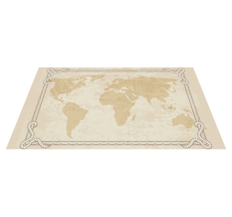 Global golden art world map vinyl rug - TenStickers
