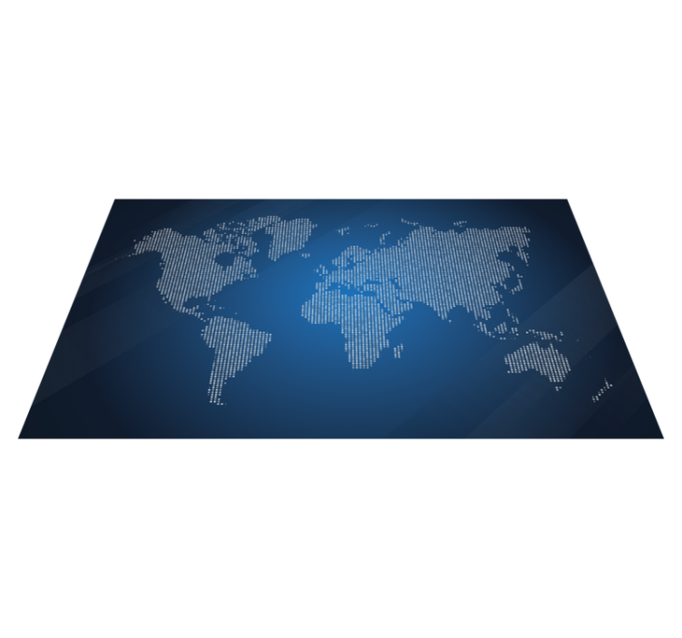 Blue graphic design world map vinyl rug - TenStickers