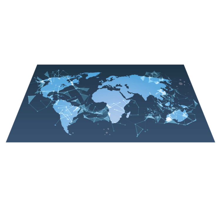 World map vinyl rug in geometric design - TenStickers