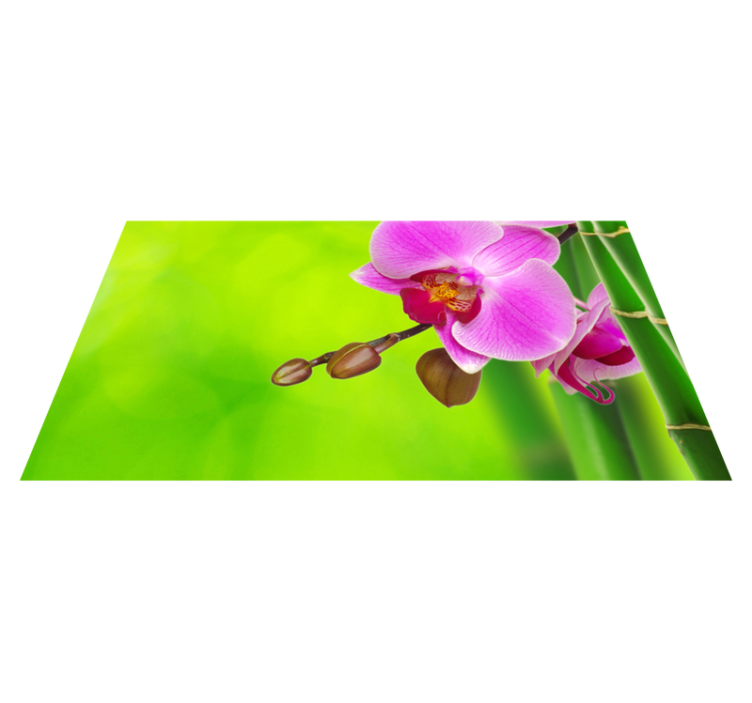 Orchid and bamboo floral vinyl rug - TenStickers