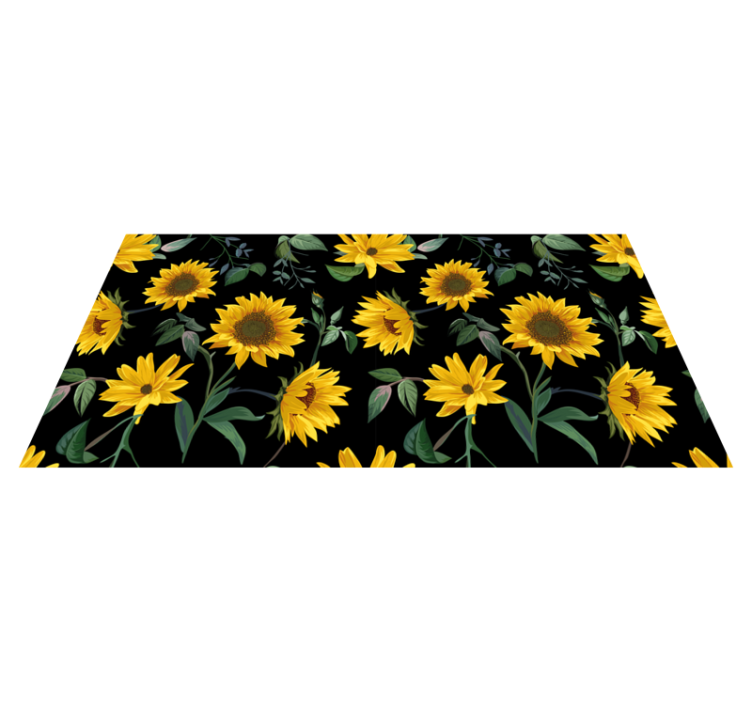 Sunflowers black background floral rug - TenStickers