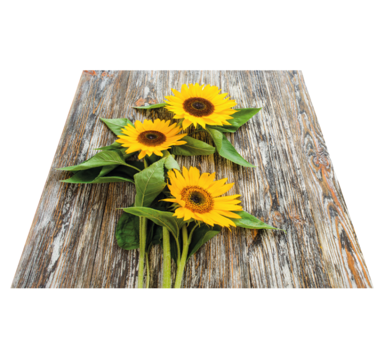 Sunflower Arrangement wood effect vinyl rug - TenStickers