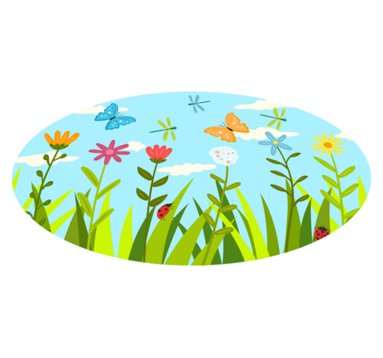 Floral vinyl rug in blooming garden scene - TenStickers