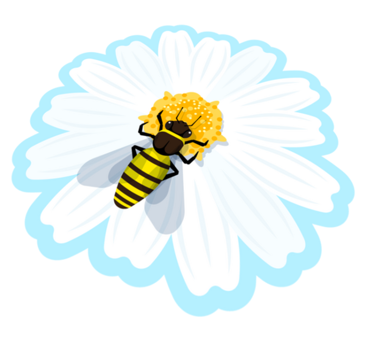 Bee On Daisy floral vinyl rug - TenStickers