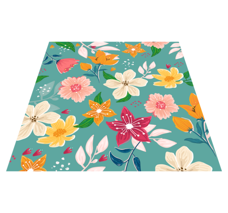 Floral pattern play floral vinyl rug - TenStickers