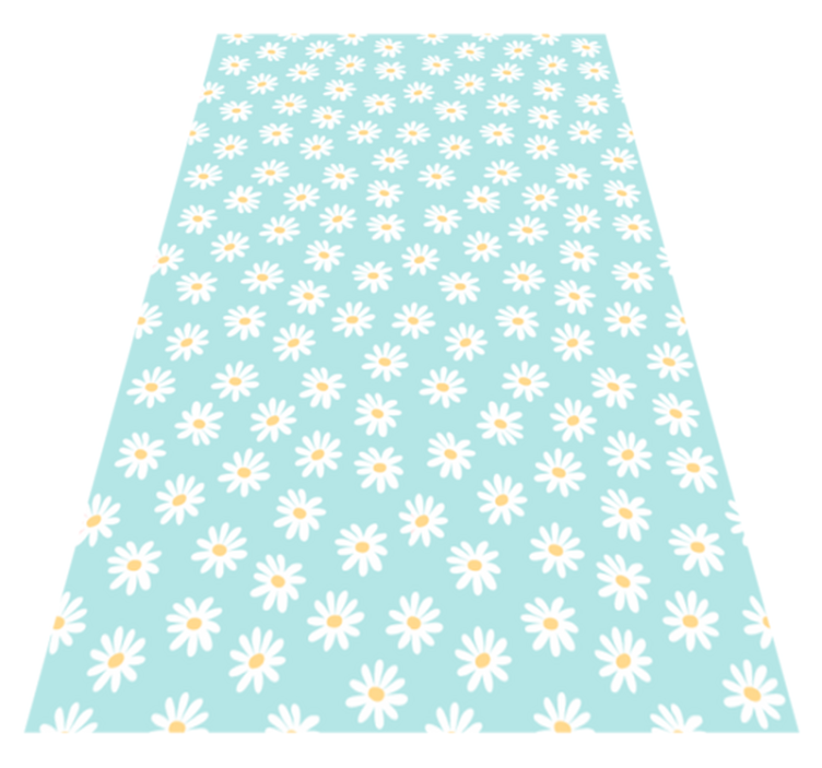 Daisy blue motif floral vinyl rug - TenStickers