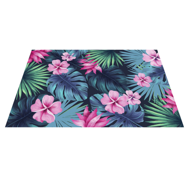 Tropical leaves and flowers nature vinyl rug - TenStickers