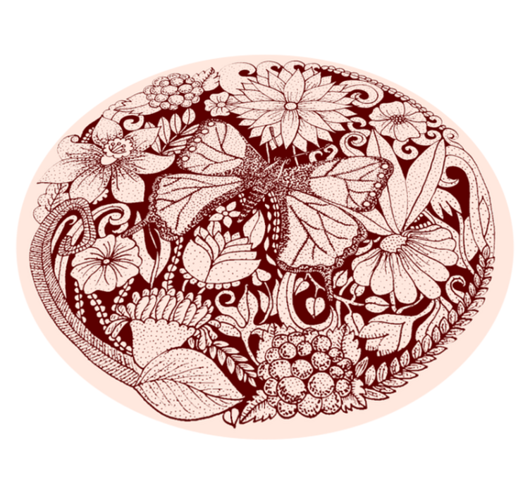 Delicate wing design floral vinyl rug - TenStickers