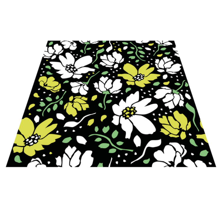 Bold floral pattern floral vinyl rug - TenStickers