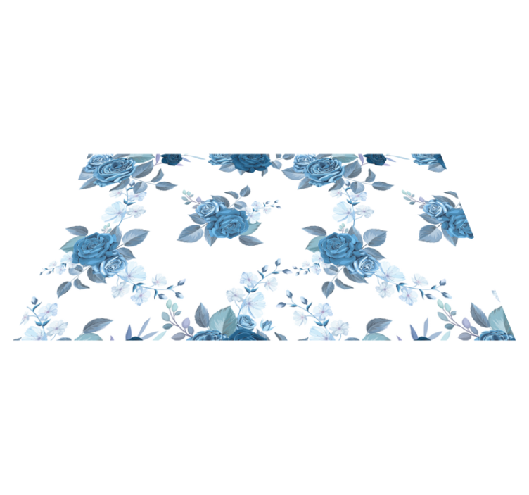 Azure Blossom Composition floral vinyl rug - TenStickers
