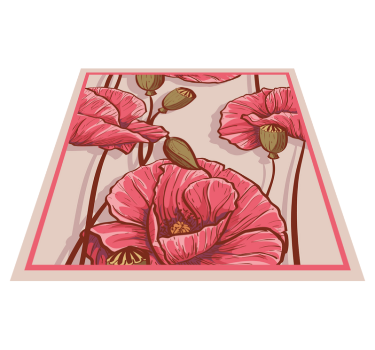 Floral vinyl rug with chic flower pattern - TenStickers