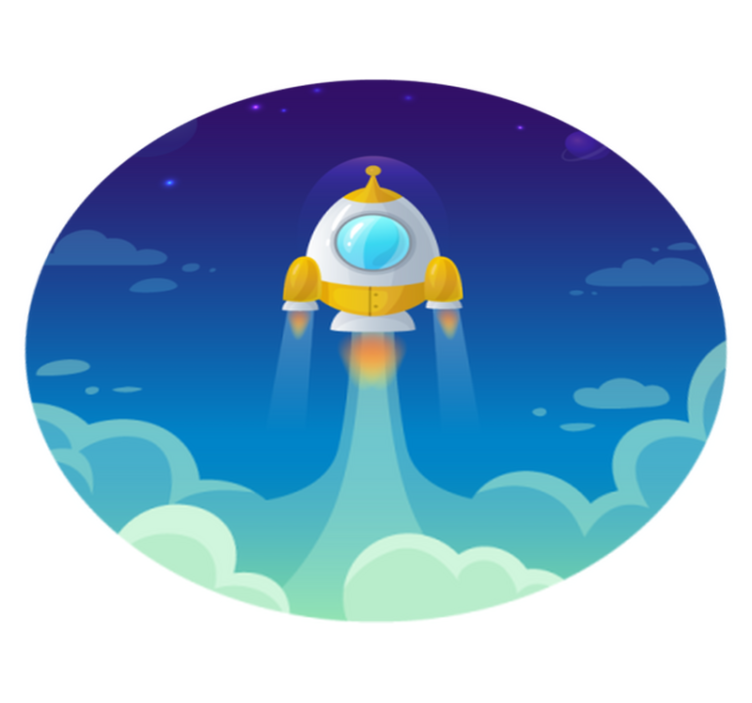 Rocket Launch Scene star vinyl rug - TenStickers