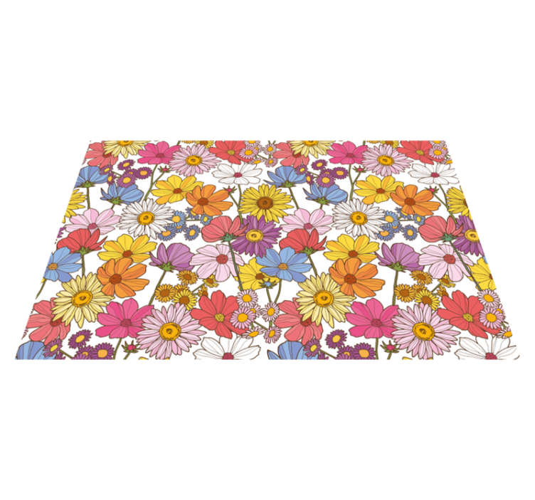 Vibrant floral display floral vinyl rug - TenStickers