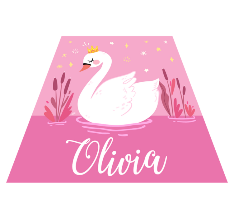 Princess swan with name kids vinyl rug - TenStickers