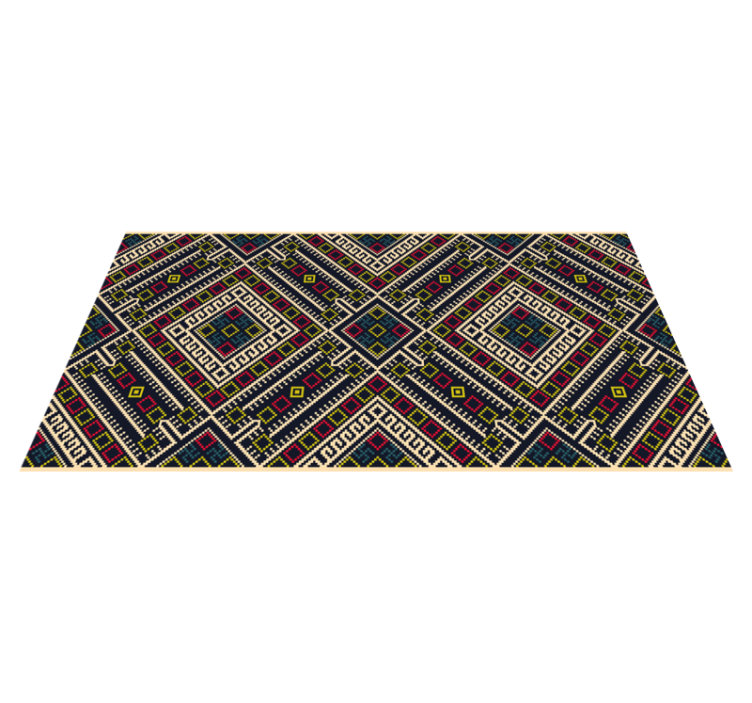 Vibrant Geometric Components ethnic vinyl rug - TenStickers