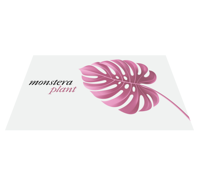 Pink monstera plant floral vinyl rug - TenStickers