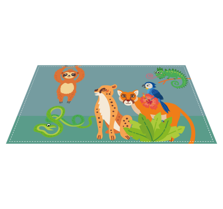 Jungle creature play area animal vinyl rug - TenStickers