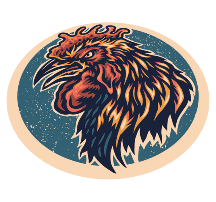 Rooster Head Illustration teen vinyl rug - TenStickers