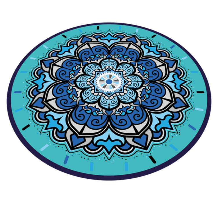 Blue tones floral mandala vinyl rug - TenStickers