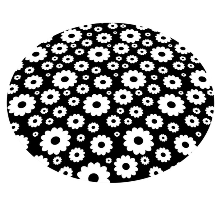 BLACK FLOWER PATTERN floral vinyl rug - TenStickers