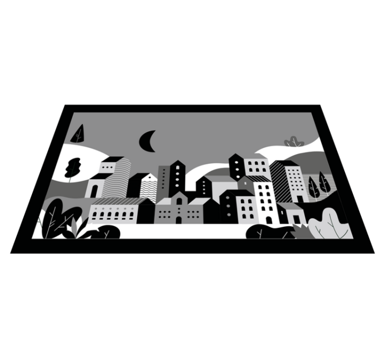 Cityscape Black and White modern vinyl rug - TenStickers