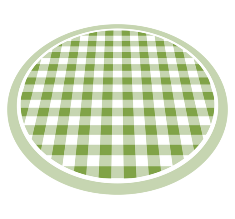 Green Checkered Motif circular vinyl rug - TenStickers