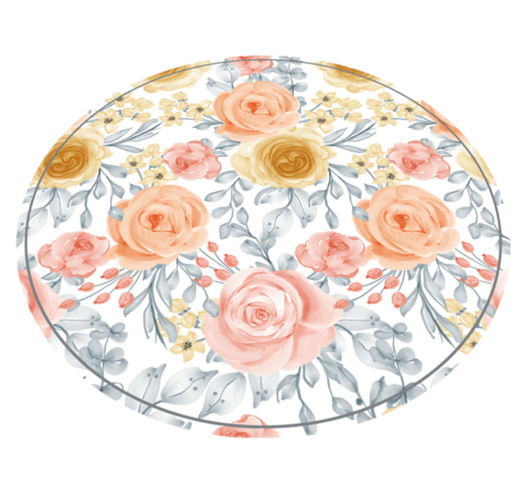 Pink roses watercolor effect circular rug - TenStickers