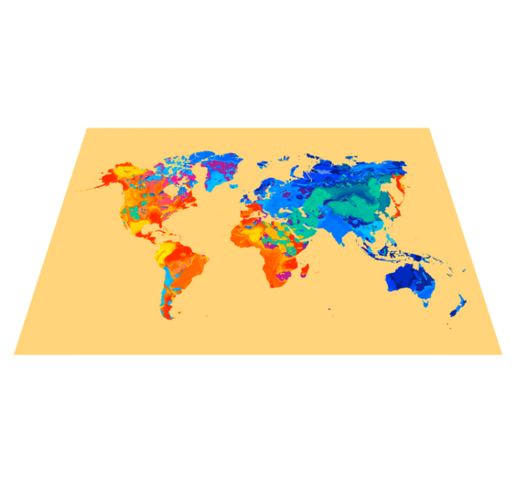 World map vinyl rug bright world map - TenStickers