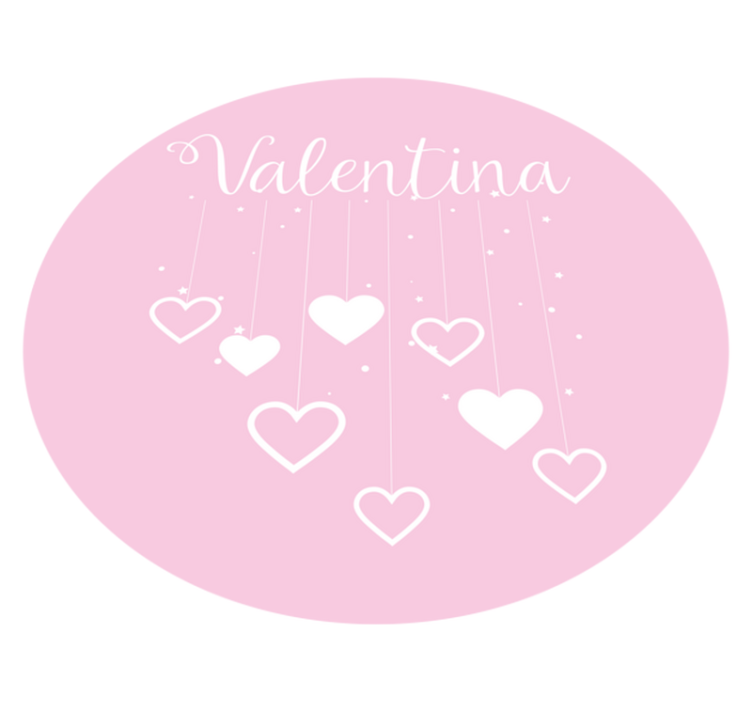 Hanging pink hearts with name kids vinyl rug - TenStickers