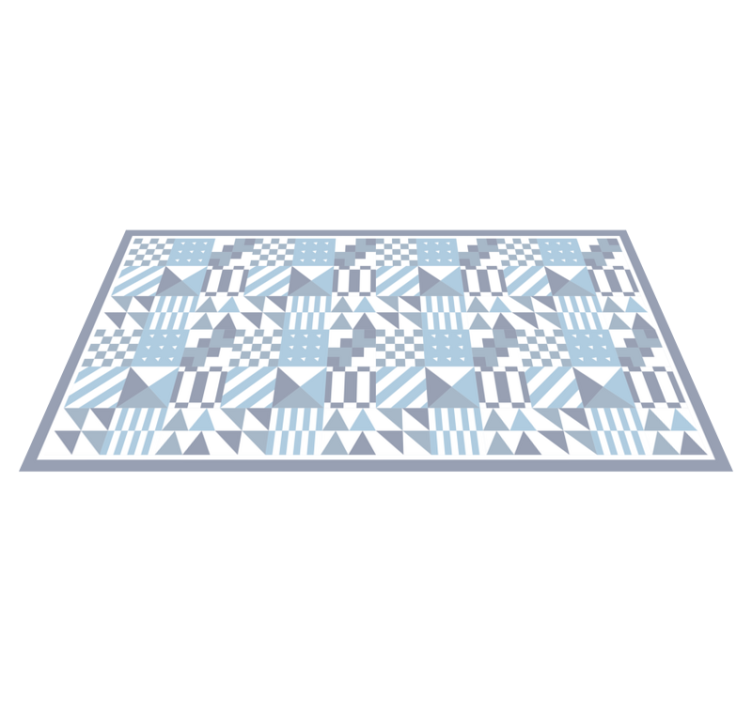 Blue Geometric Patterns tile vinyl rug - TenStickers