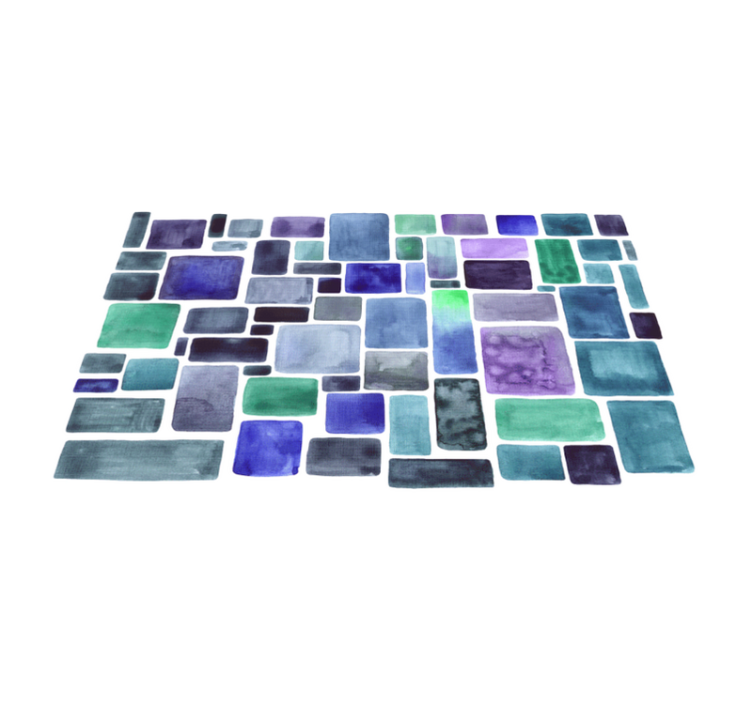 Blue shades block pattern textured vinyl rug - TenStickers
