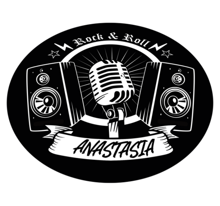 Rock and roll with name teen vinyl rug - TenStickers