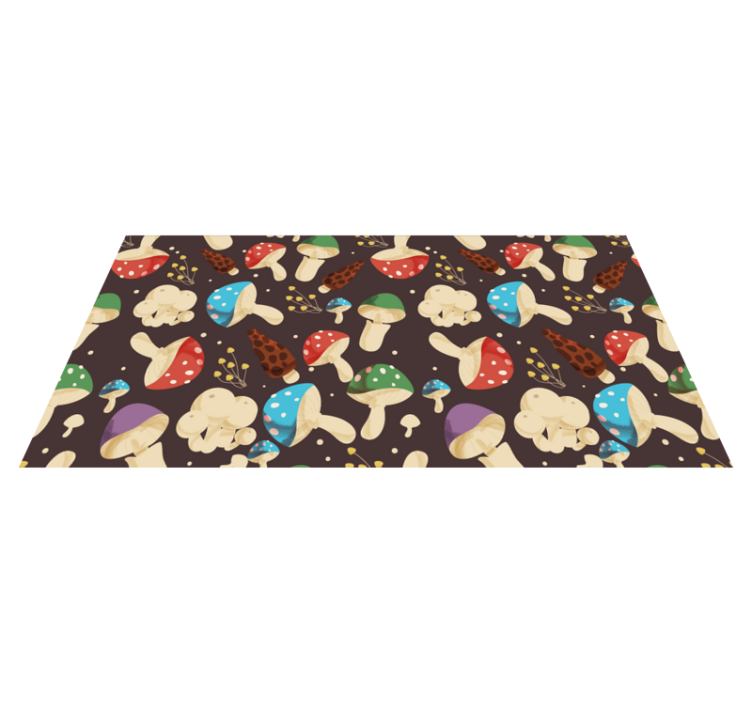 Vibrant Mushroom Motifs floral vinyl rug - TenStickers