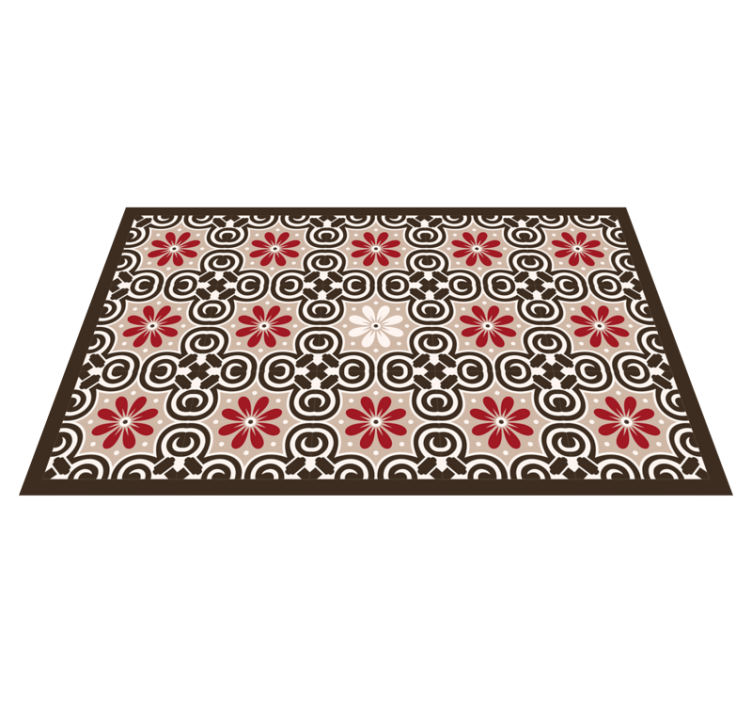 White with beige and red classic tile carpet - TenStickers