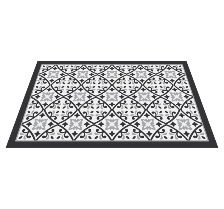 White and grey classic geometric tile carpet - TenStickers