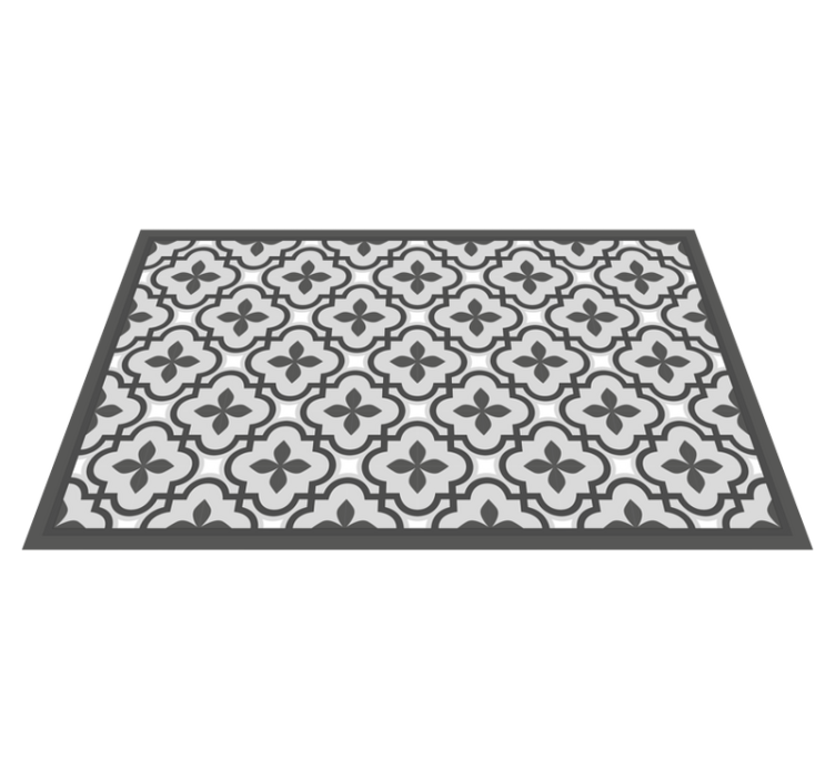 Grey and white floral pattern tile carpet - TenStickers