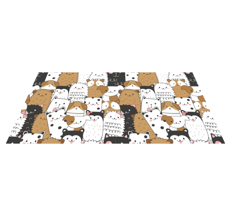 Animal vinyl rug cute animal faces - TenStickers