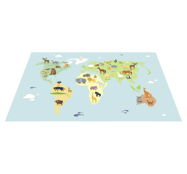 Childish style  world map vinyl rug - TenStickers